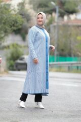 Büyük Beden Cotonit Pike Empirme Uzun Triko Hırka