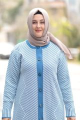 Büyük Beden Cotonit Pike Empirme Uzun Triko Hırka