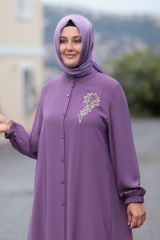 Büyük Beden Taş Detay Düğmeli Tunik Pantolon Ikili Takım