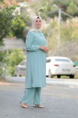 Büyük Beden Krep Ayrobin Gömlek Pantolon Ikili Takım