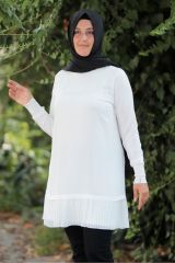 Rayon Şifonlu Altı Pilise Uzun Kol Penye Tunik