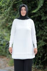 Rayon Şifonlu Uzun Kol Penye Tunik