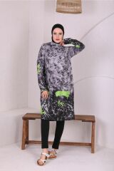 Büyük Beden Batik Desen Nanotex Tesettür Mayo