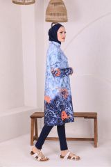 Büyük Beden Batik Desen Nanotex Tesettür Mayo