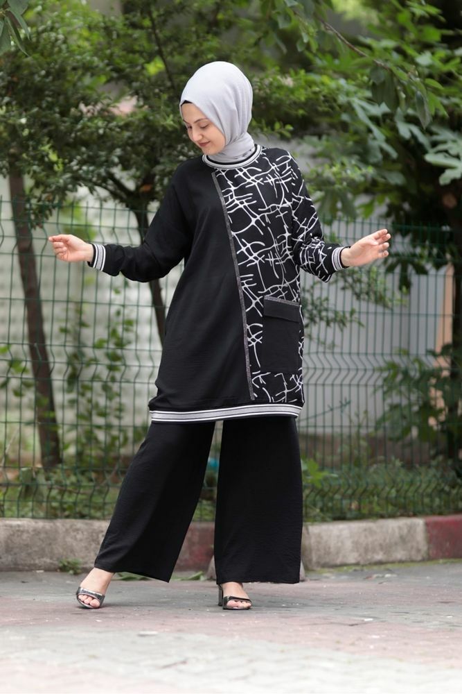 Zebra Baskılı Tunik Pantolon Ikili Takım