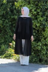 Büyük Beden Şifon Piliseli Sandy Yelek