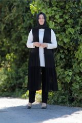 Büyük Beden Şifon Piliseli Sandy Yelek