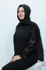 Büyük Beden Varak Baskılı Şifon Abiye Ikili Takım