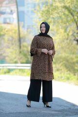 Büyük Beden Leopar Desen Şifon Tunik