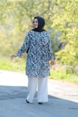 Büyük Beden Leopar Desen Şifon Tunik