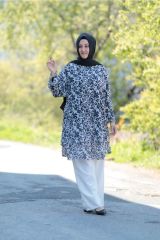 Büyük Beden Leopar Desen Şifon Tunik