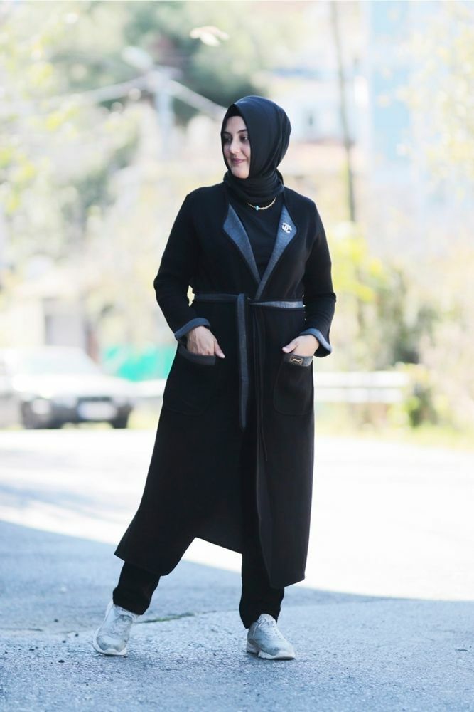Büyük Beden Biyeli Kemerli Çelik Örme Cepli Triko Giy Çık Kap Ceket