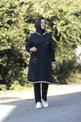 Büyük Beden Paraş Garni Fermuarlı Ribana Penye Ikili Takım