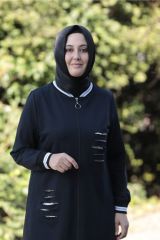 Büyük Beden Paraş Garni Fermuarlı Ribana Penye Ikili Takım