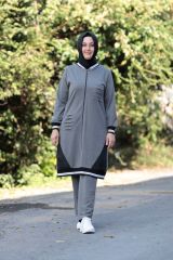 Büyük Beden Paraş Garni Fermuarlı Ribana Penye Ikili Takım