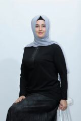Büyük Beden Deri Garnili Piliseli Etek Bluz Ikili Takım