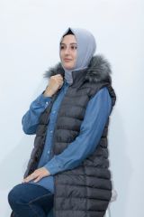 Büyük Beden Kapüşonlu Jesika Şişme Yelek