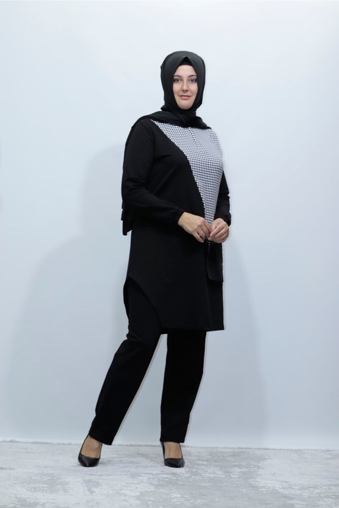 Kaz Ayağı Tunik Pantolon Penye İkili Takım