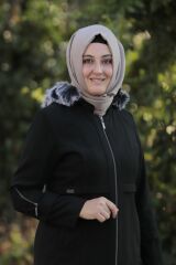 Büyük Beden Kapüşonlu Kaşe Kaban Mont