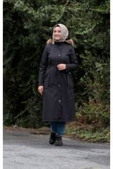 Büyük Beden Su Geçirmez Belden Bağlamalı Kaban Mont