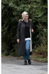 Büyük Beden Su Geçirmez Belden Bağlamalı Kaban Mont