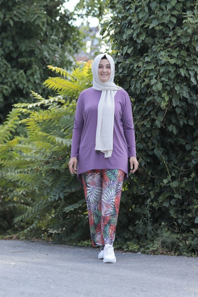 Çiçek Desen Tunik Pantolon İkili Takım