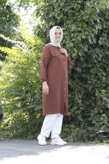 Büyük Beden Çıt Çıt Düğmeli Tunik Gömlek