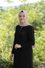 Büyük Beden Kolu Taş Detay Ferace