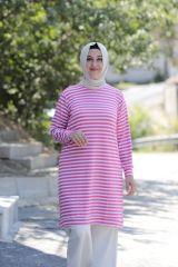 Çizgi Desen Pamuklu Tunik