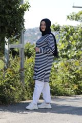 Çizgi Desen Pamuklu Tunik