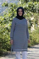 Çizgi Desen Pamuklu Tunik