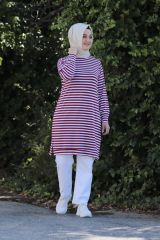 Çizgi Desen Pamuklu Tunik