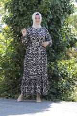Büyük Beden Leopar Desen Elbise