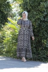 Büyük Beden Leopar Desen Elbise