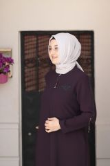 Büyük Beden Kolu Taş Detay Ferace
