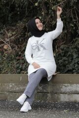 Taş Baskı Sweatshirt Tunik