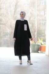Kadın Kahverengi Tesettür Payetli Tunik