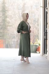 Belden Kuşaklı Abaya Kap